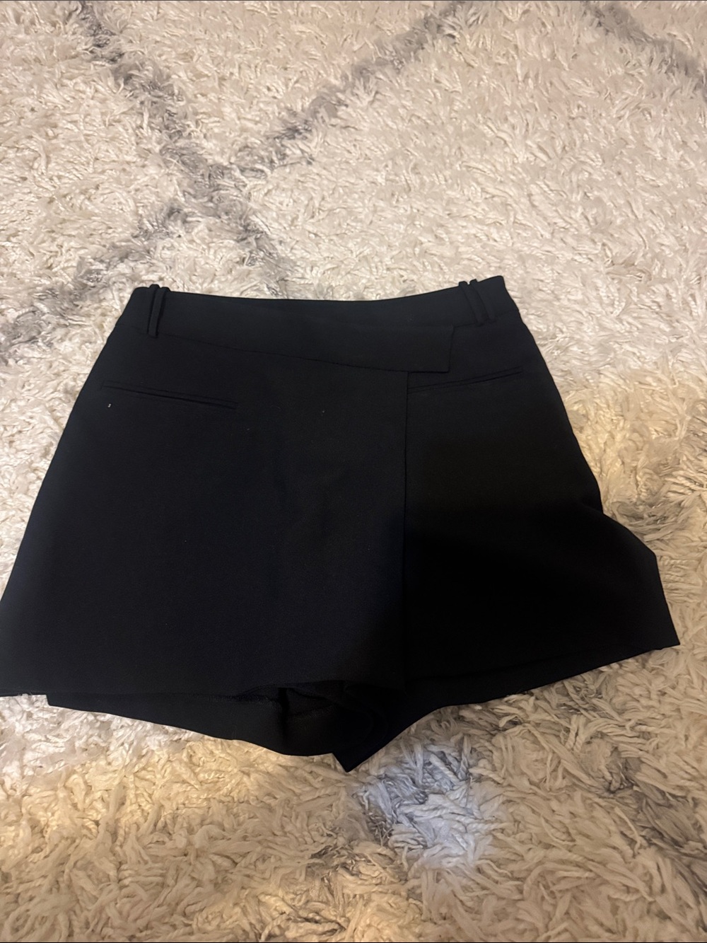 Open Edit Small High-Waist Black Skort Shorts